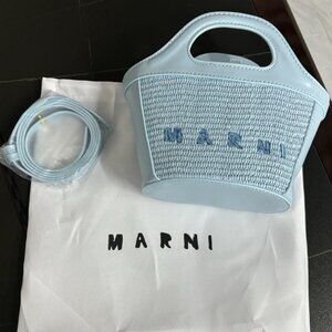 Marni Light Blue Woven Tote Bag